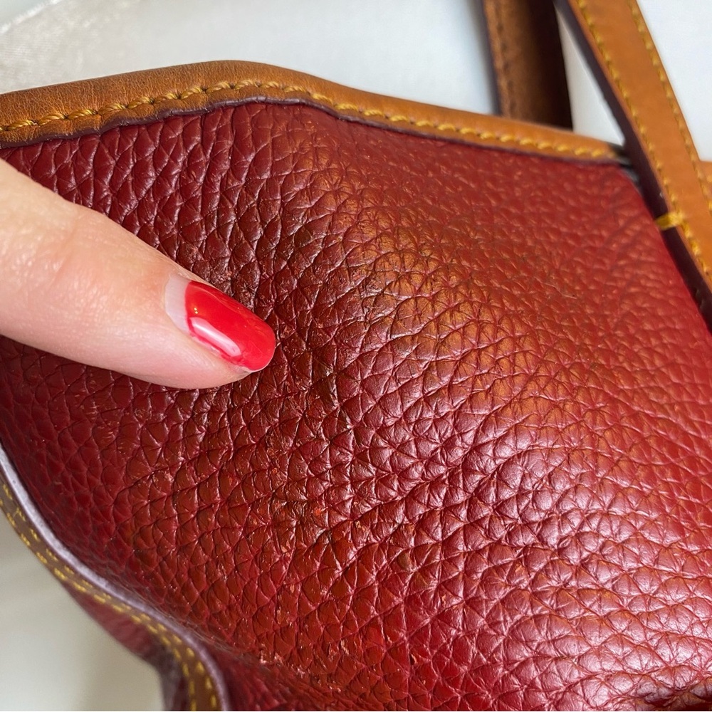 Dooney & Bourke Charleston shopper vintage 90s red pebbled leather tote bag - Picture 6 of 8